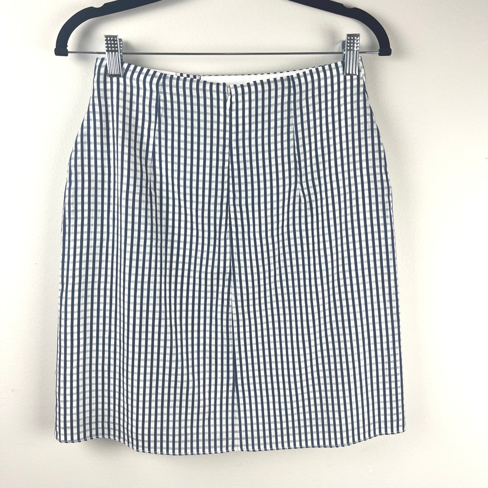 2/$30 Gianni Bini Blue Silk Blend White Gingham Buttons Minil Skirt 2 - Picture 4 of 8